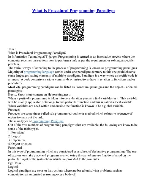 What Is Procedural Programming Paradigm | PDF