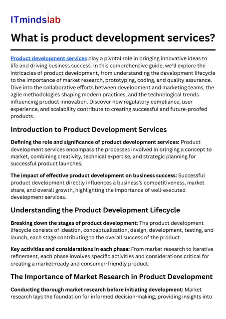 What is product development services