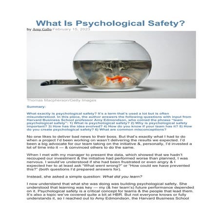 What Is Psychological Safety?