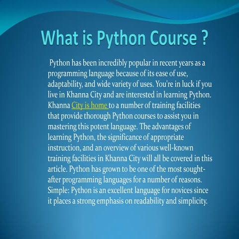 PYTHON COURSE IN KHANNA | PPT