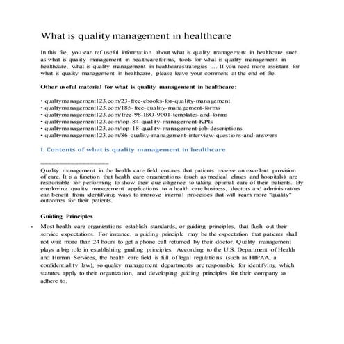 What is quality management in healthcare