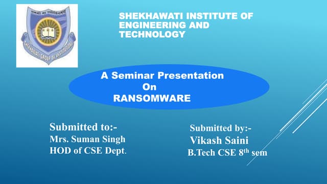 seminar report on What is ransomware