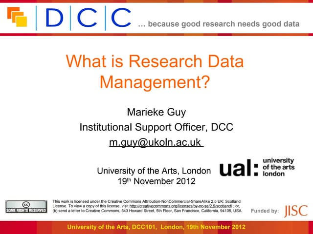 What is Research Data Management? UAL
