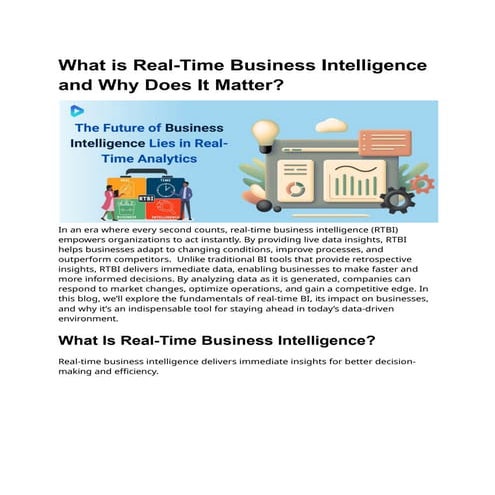 The Role of Real-Time BI in Competitive Markets