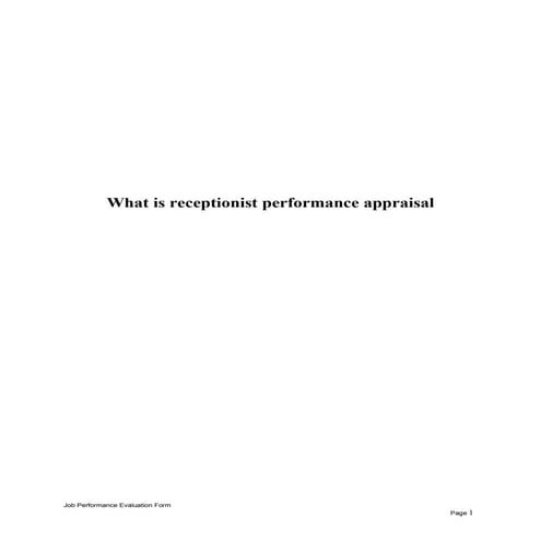 What is receptionist performance appraisal