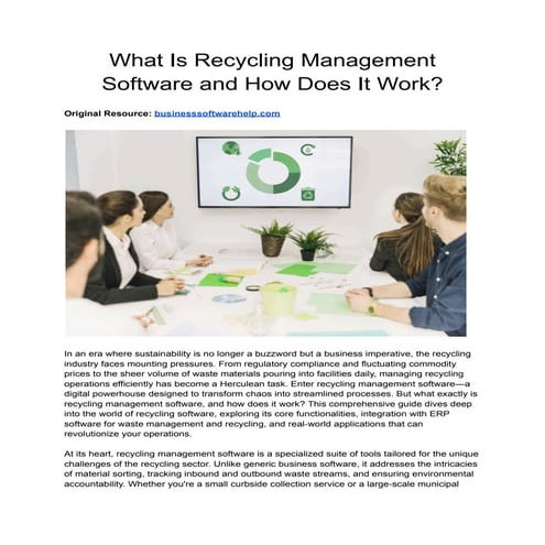 What Is Recycling Management Software and How Does It Work? | PDF