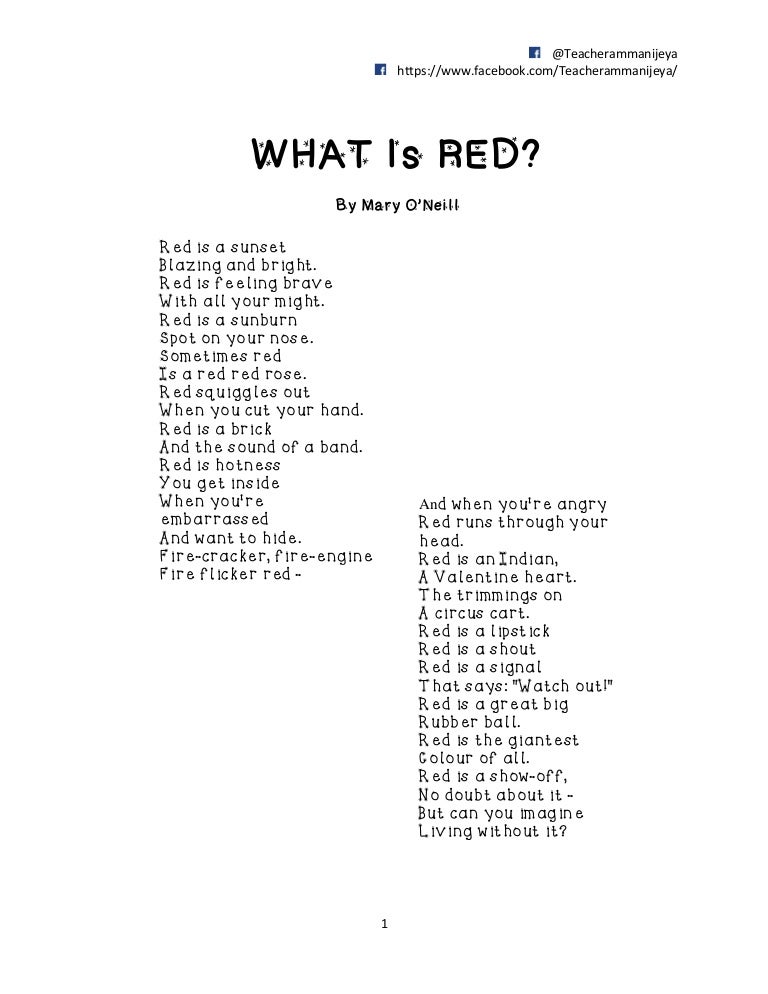 FORM 2 Literature/ POEM What is Red?