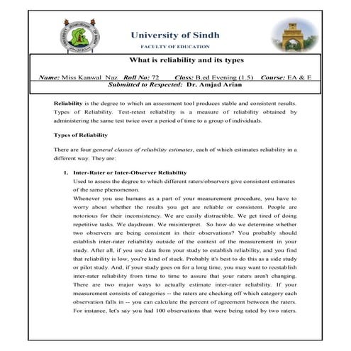 What is Reliability and its Types? 