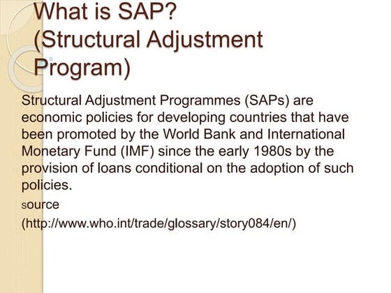 Structural Adjustment Programmes (SAPs) ppt | PDF | Economy | Business ...