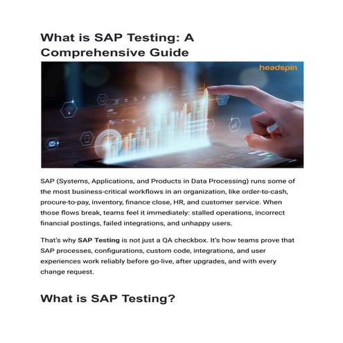 SAP Performance Testing Best Practice Guide v1.0 | PDF