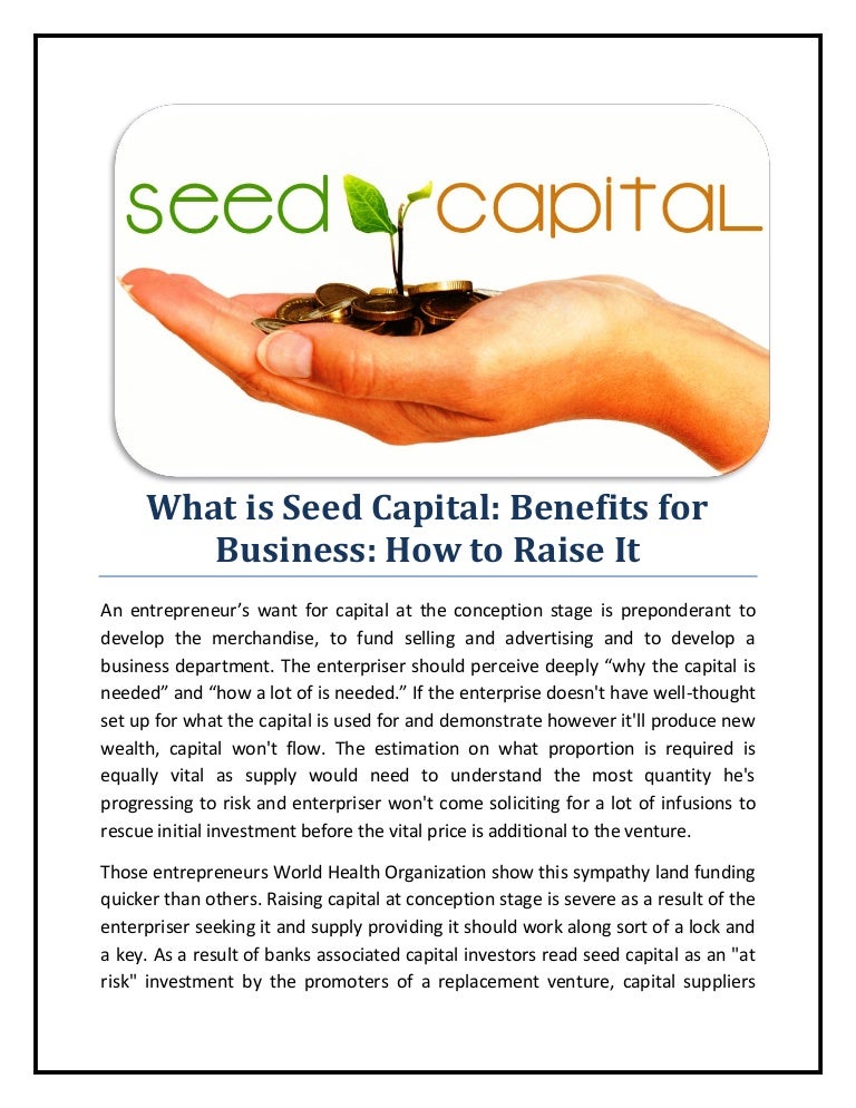What is seed capital benefits for business how to raise it