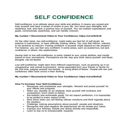 What is self confidence