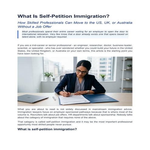 What is Self-Petition Immigration? Move to US, UK, Australia Without a ...