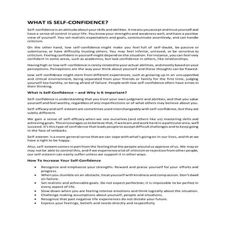 What is self confidence