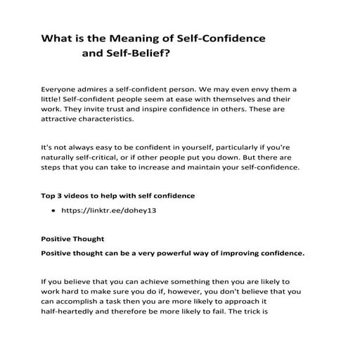 What is self confidence