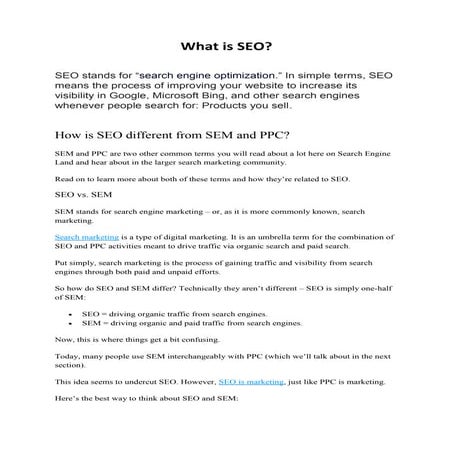 What is SEO and it Type