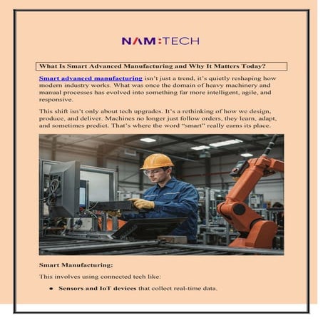 What Is Smart Advanced Manufacturing and Why It Matters Today?