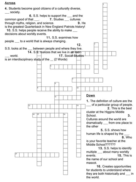 What Is Social Studies Crossword Puzzle