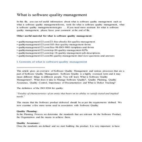 What is software quality management