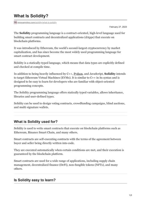What Is Solidity