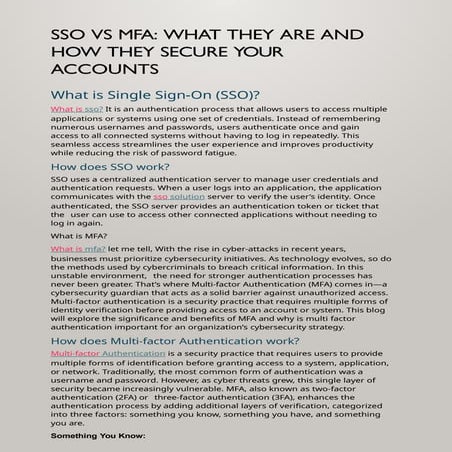 SSO and MFA: Simplified Access and Enhanced Security Explained | PDF