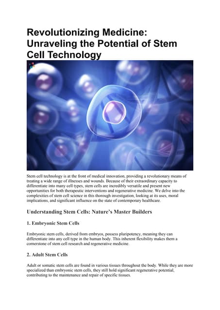 The Healing Frontier: Stem Cell Regeneration in Modern Healthcare.pptx