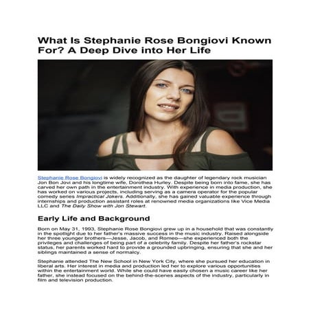 Stephanie Rose Bongiovi: Her Career Beyond Fame | DOCX