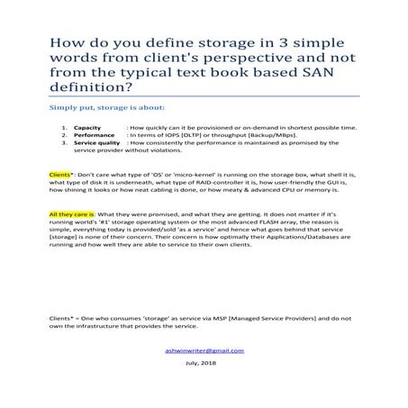 What is storage from client's perspective