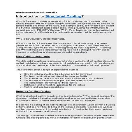 What is structured cabling in networking