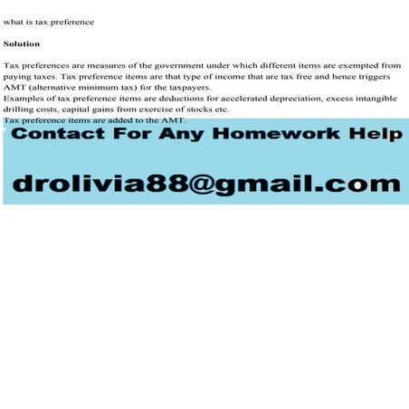what is tax preferenceSolutionTax preferences are measures of .pdf