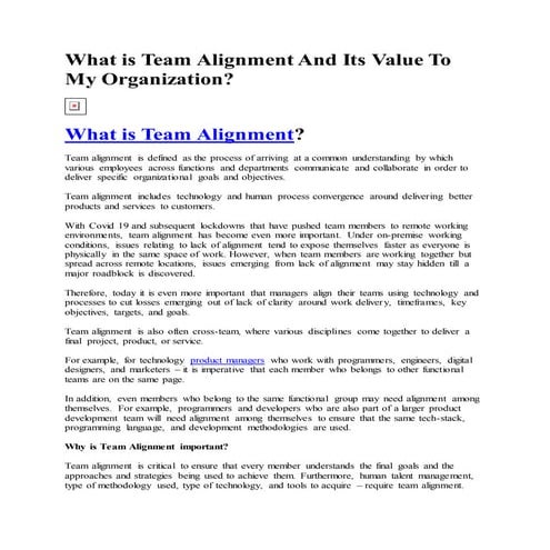 What is team alignment and its value to my organization