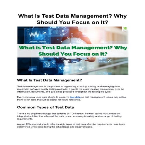 What is Test Data Management? Why Should You Focus on It?