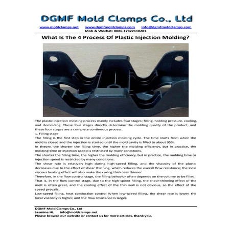 What is the 4 process of plastic injection molding?