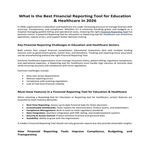What Is the Best Financial Reporting Tool for Education & Healthcare in ...