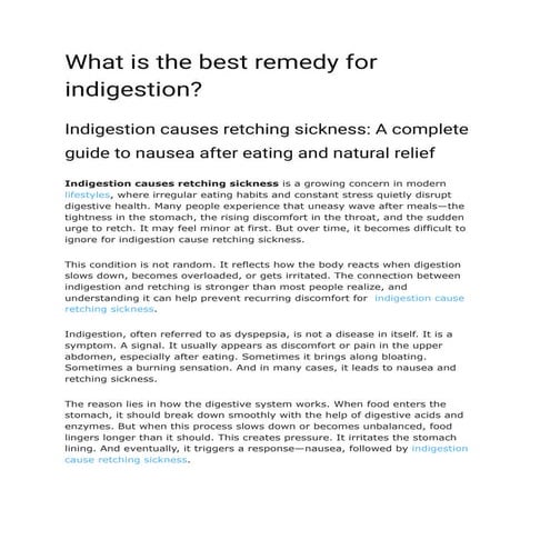 Comprehensive Guide to Indigestion and Retching Sickness Remedies | PDF