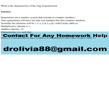 What is the characteristic of the ring of quaternionsSolutionQ.pdf