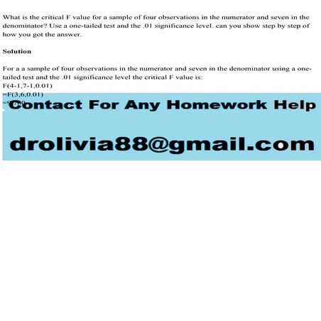 What is the critical F value for a sample of four observations in th.pdf