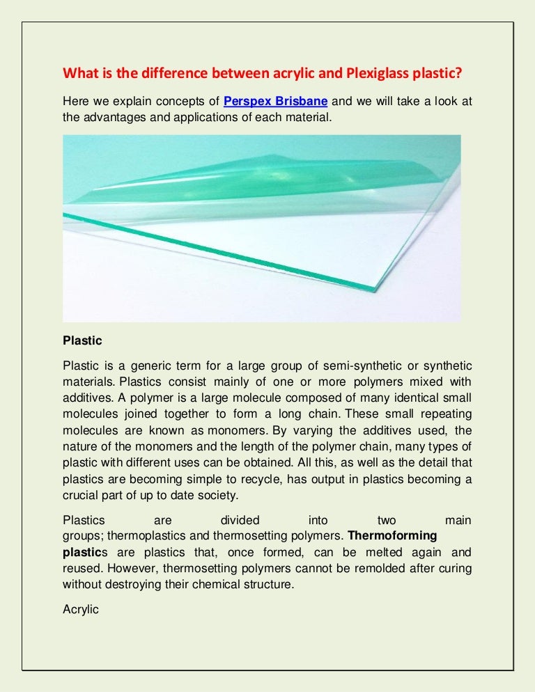 What is the difference between acrylic and plexiglass plastic