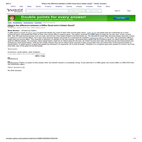 What is the difference between a giffen good and a veblen good    yahoo! answers