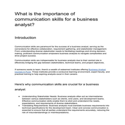 What is the importance of communication skills for a business analyst.docx