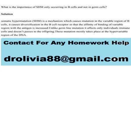 What is the importance of SHM only occurring in B cells and not in g.pdf