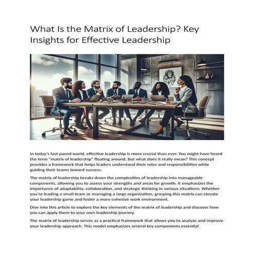 What Is the Matrix of Leadership? Simple Explained Guide | DOCX