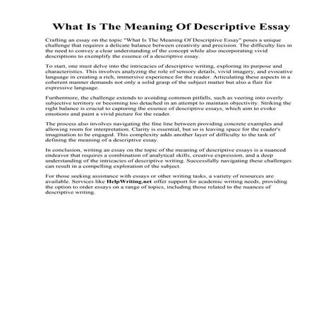 What Is The Meaning Of Descriptive Essay