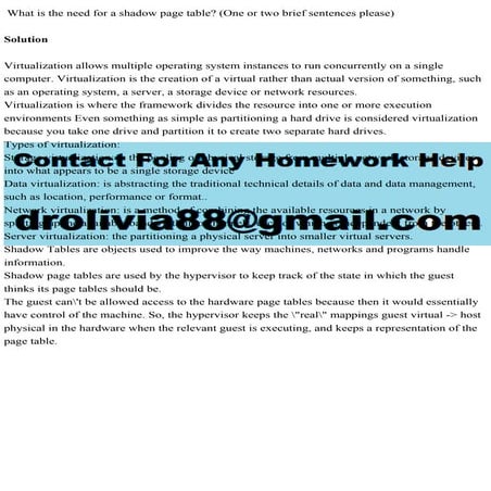 What is the need for a shadow page table (One or two brief sentences.pdf