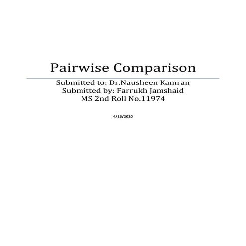 What is the pairwise comparison method