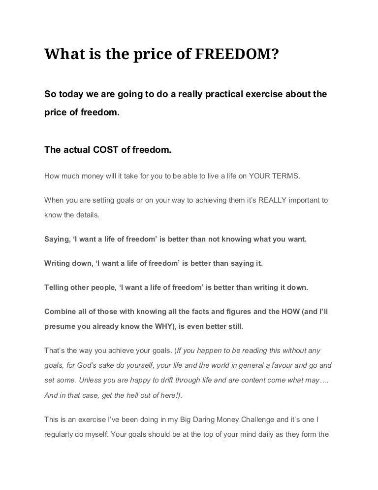 What is the price of FREEDOM?