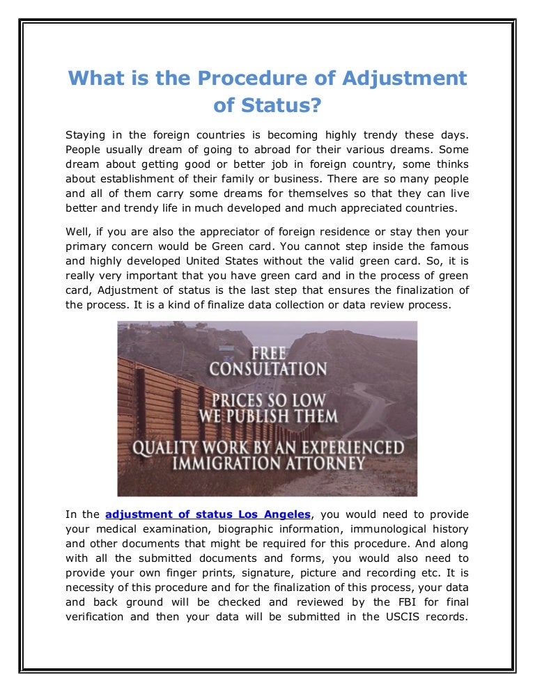 What is the procedure of adjustment of status