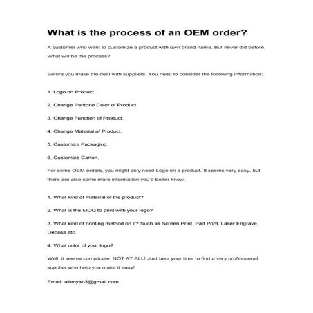 What is the process of an oem order