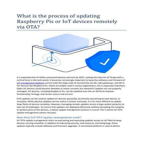 What is the process of updating Raspberry Pis or IoT devices remotely via OTA?