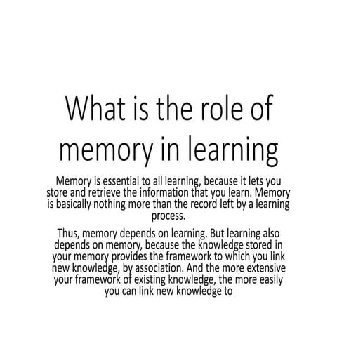 What is the role of memory in learning | PPT